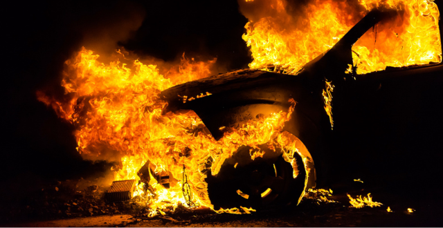 car accident - fire