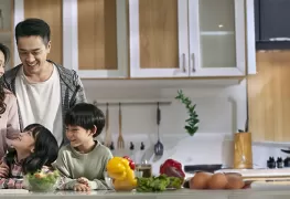 family in kitchen